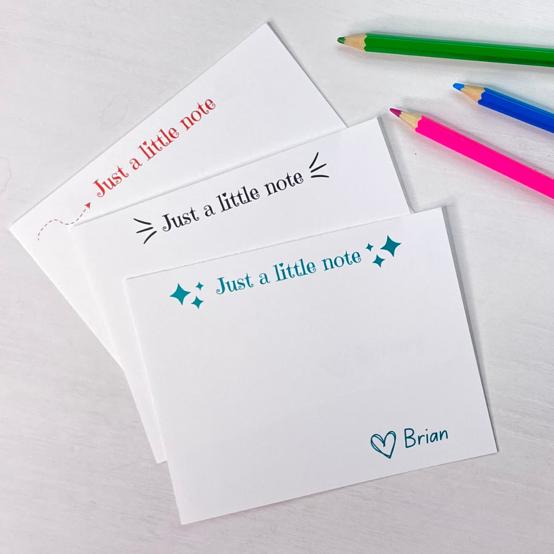 Just a Little Note Personalized Kids Notecards Set Fun Learn Grow Co.