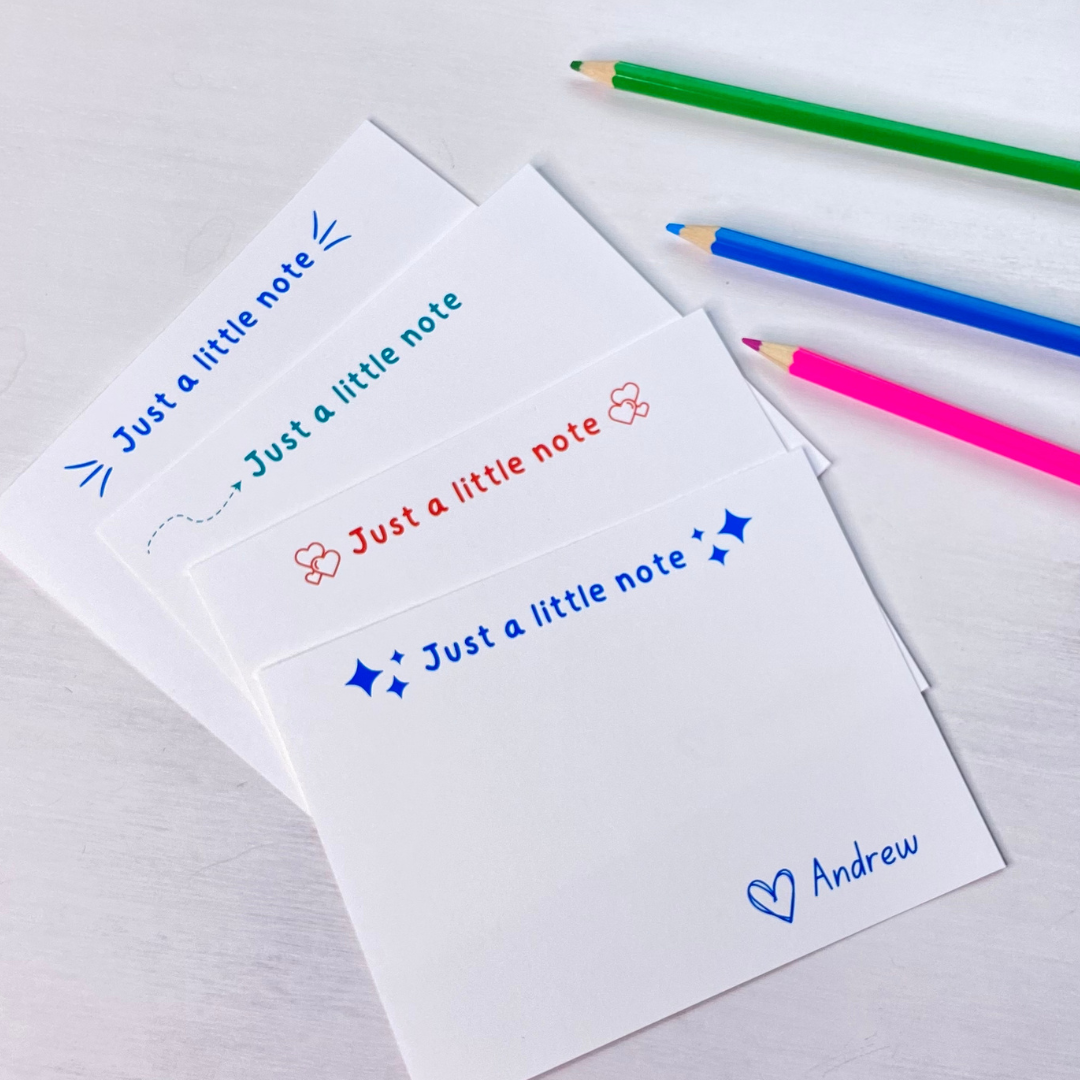 Just a Little Note Personalized Kids Notecards Set Fun Learn Grow Co.