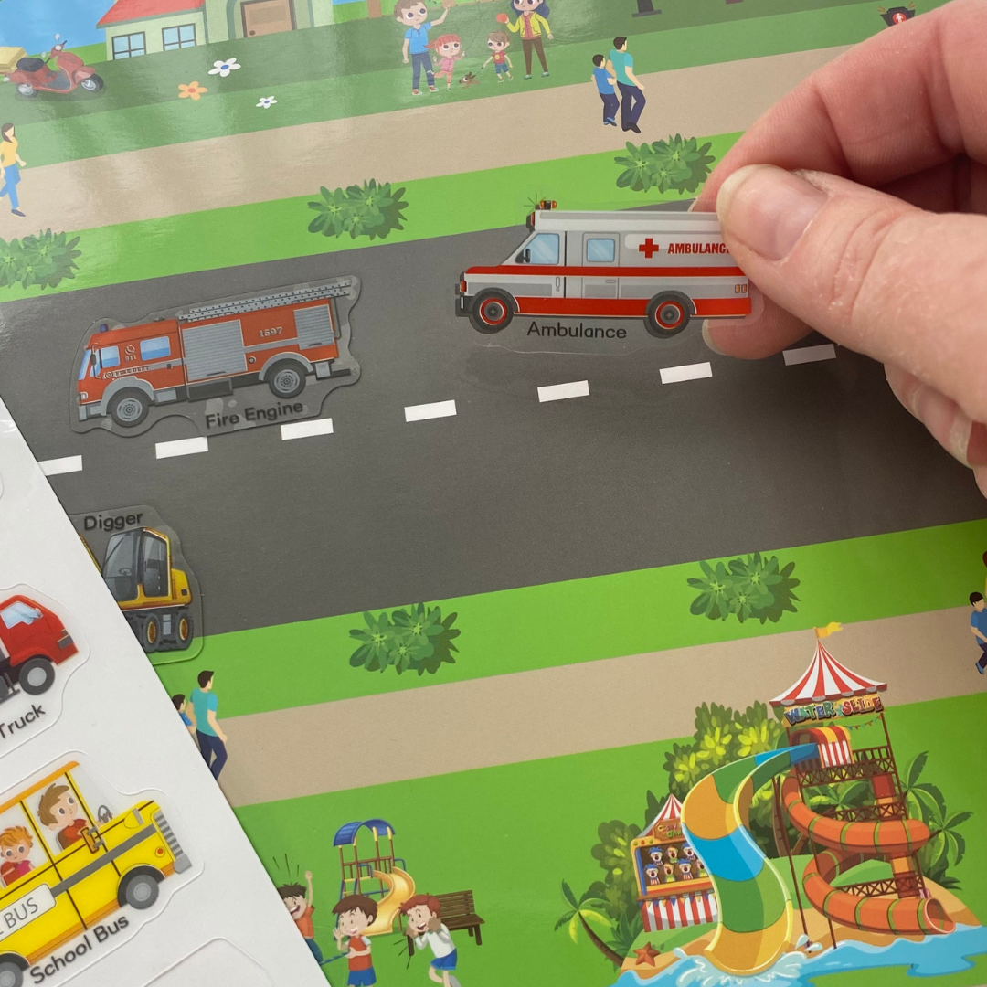 30% OFF! Usually $9.99! Tri-Fold Reusable Sticker Book | Dinosaur | Insects | Farm | Vehicles | Ocean Animals Fun Learn Grow Co.