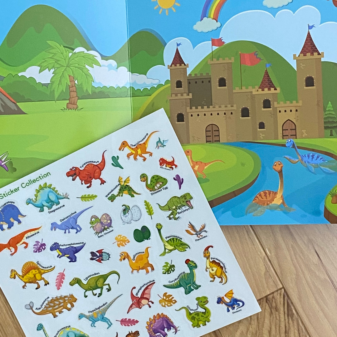 Tri-Fold Reusable Sticker Book | Dinosaur | Insects | Farm | Vehicles - Fun Learn Grow Co.