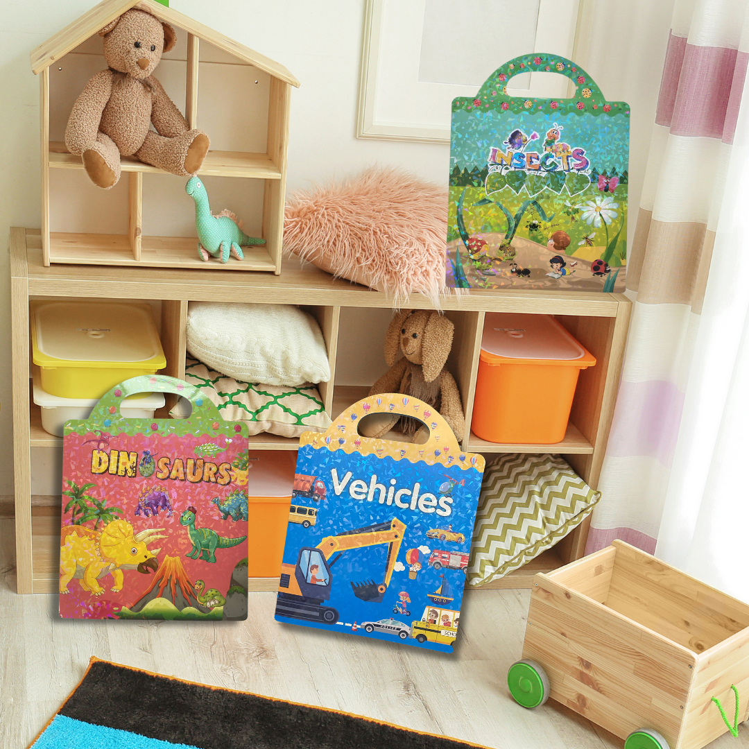 Tri-Fold Reusable Sticker Book | Dinosaur | Insects | Farm | Vehicles - Fun Learn Grow Co. Fun Learn Grow Co.