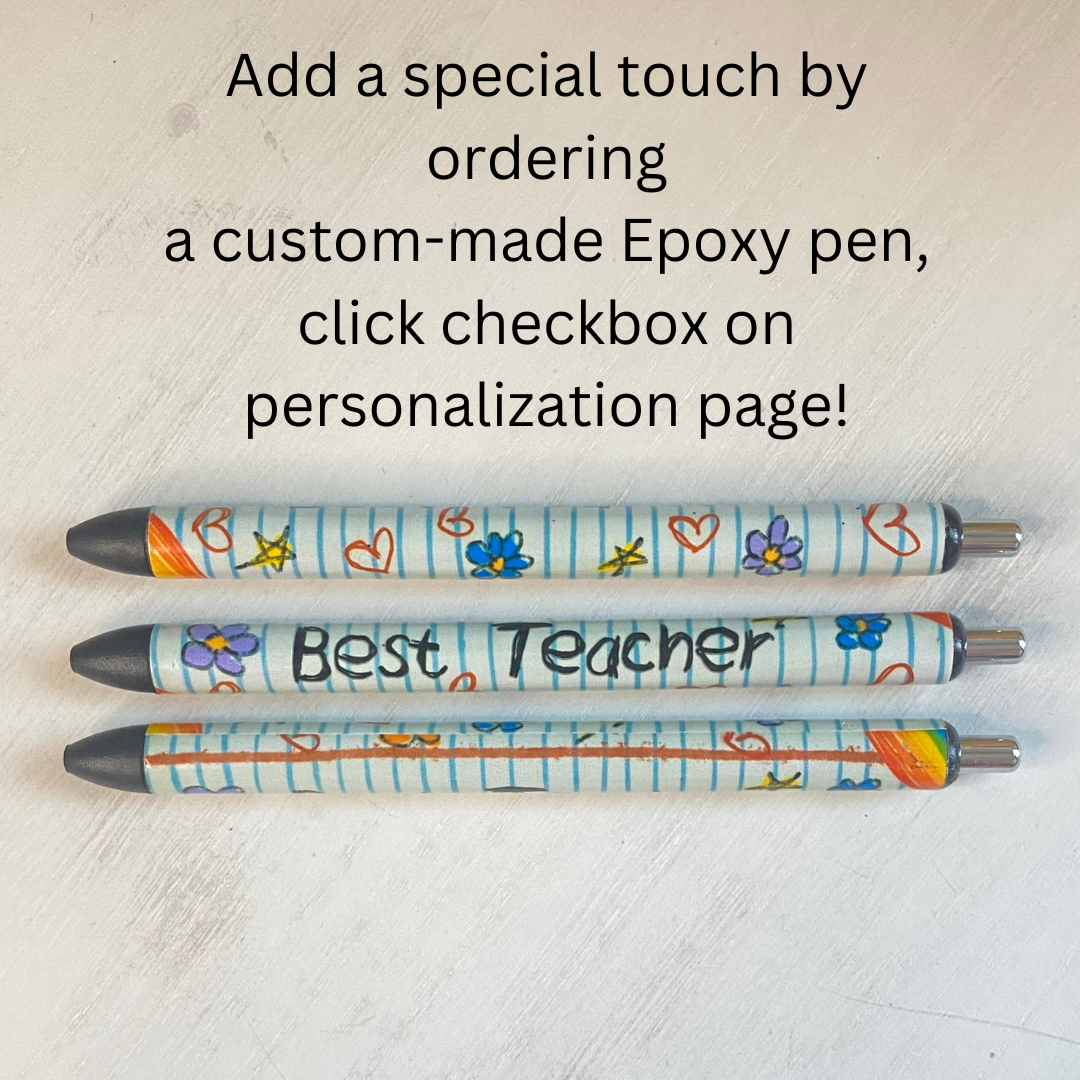 Personalized Teacher Appreciation Notecard Set with Pen | 4 Themes Fun Learn Grow Co.