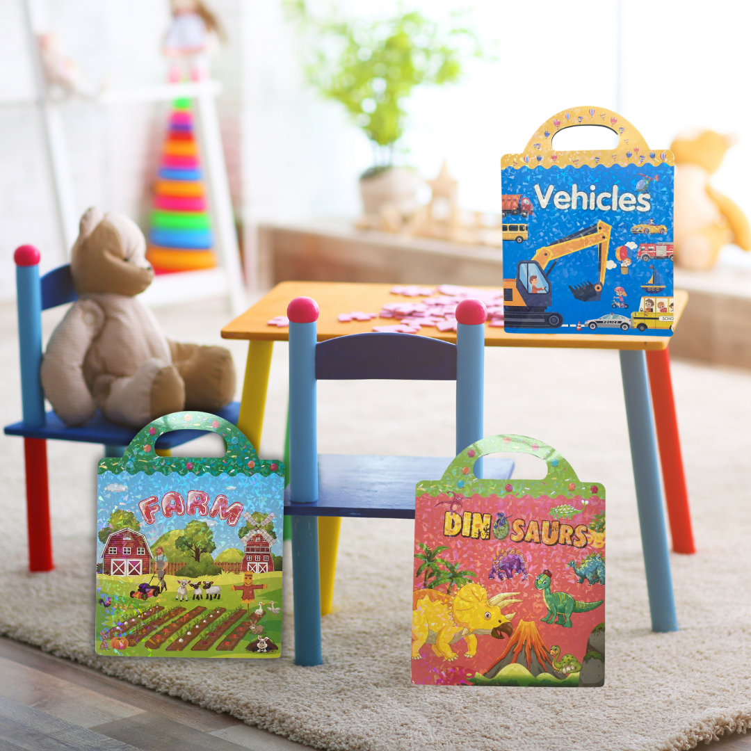 30% OFF! Usually $9.99! Tri-Fold Reusable Sticker Book | Dinosaur | Insects | Farm | Vehicles | Ocean Animals Fun Learn Grow Co.