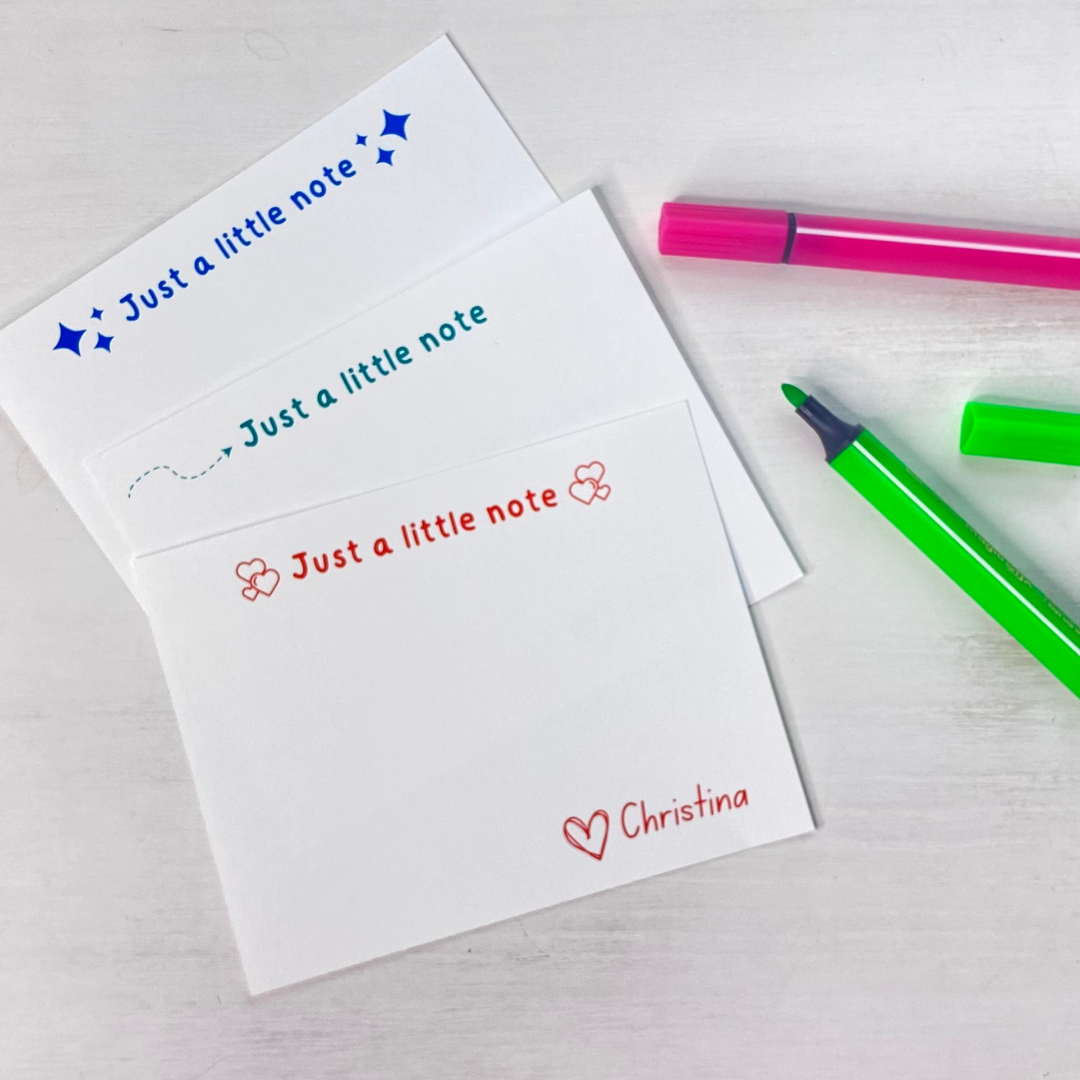 Just a Little Note Personalized Kids Notecards Set Fun Learn Grow Co.