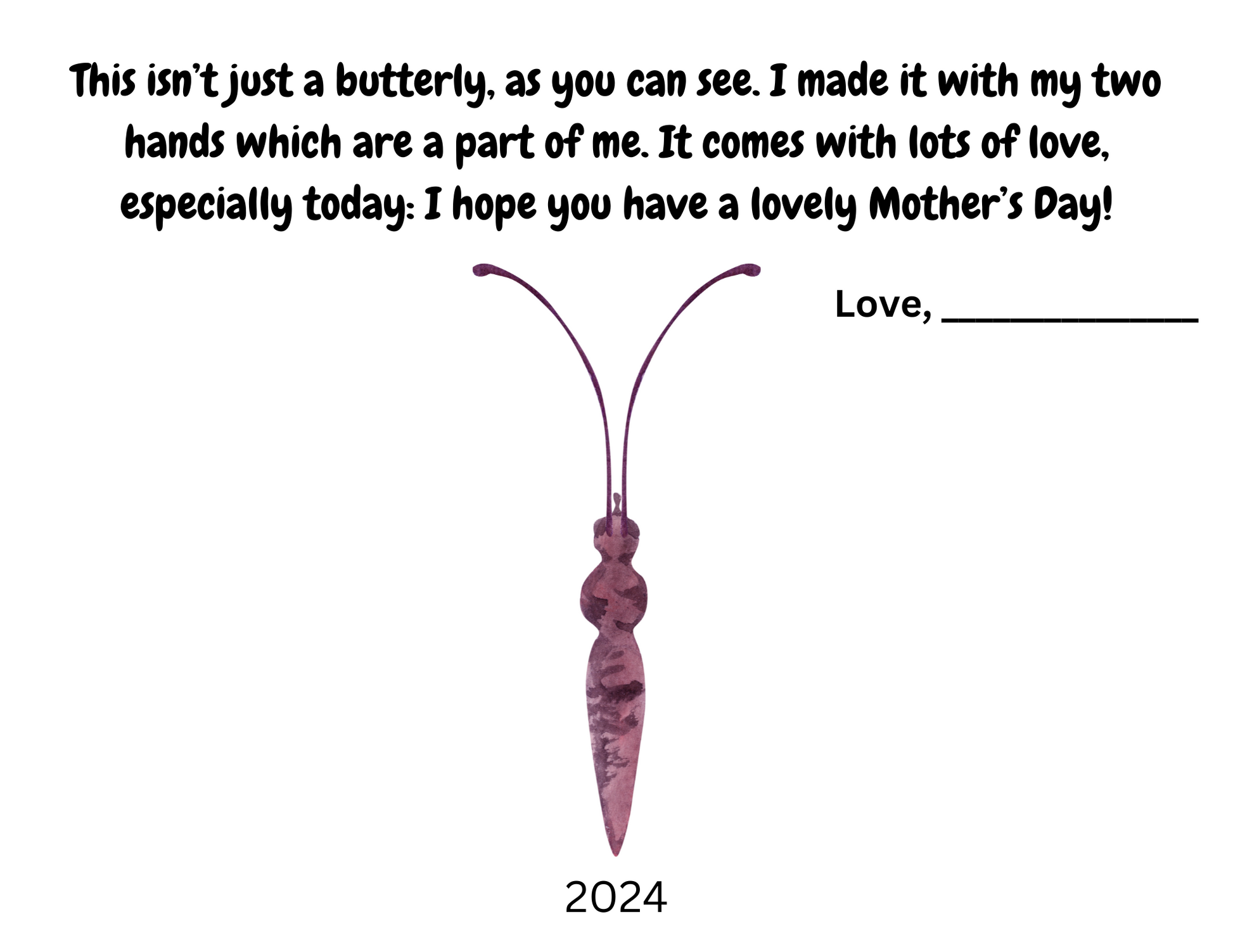 Free printable handprint butterfly craft for Mother's Day. Adorable keepsake for mom from child.