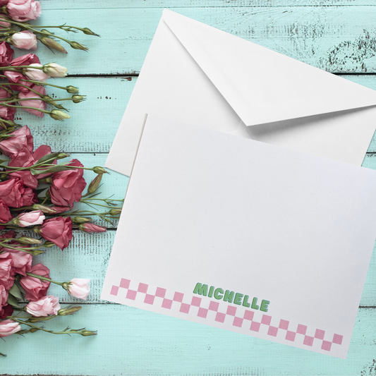 Pink and Minty Personalized Notecard Set - Fun Learn Grow Co. Fun Learn Grow Co.