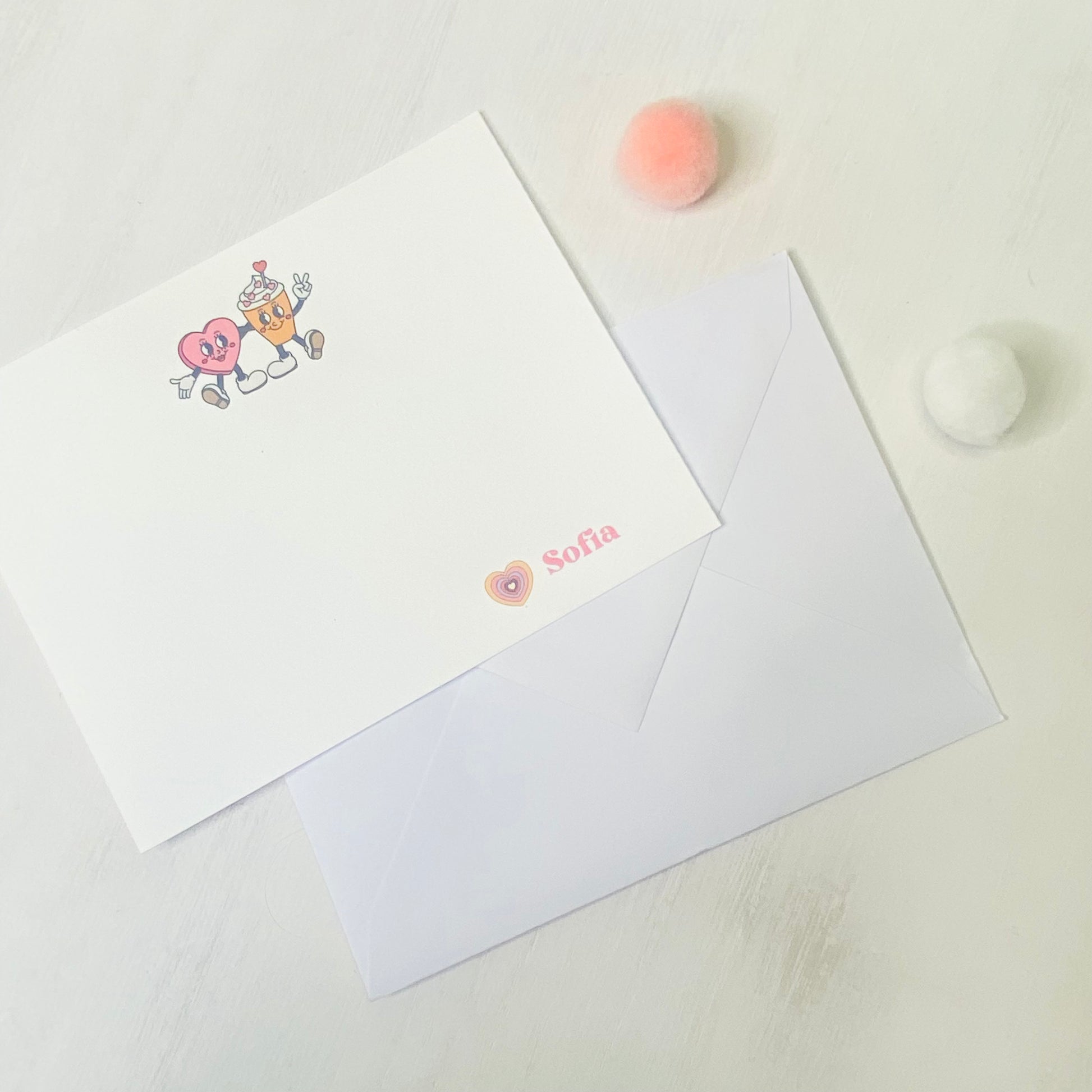 Adorable Valentine Notecards Set for kids and adults! Personalized for extra fun! Comes with a free multi-pen , perfect for gifting!
