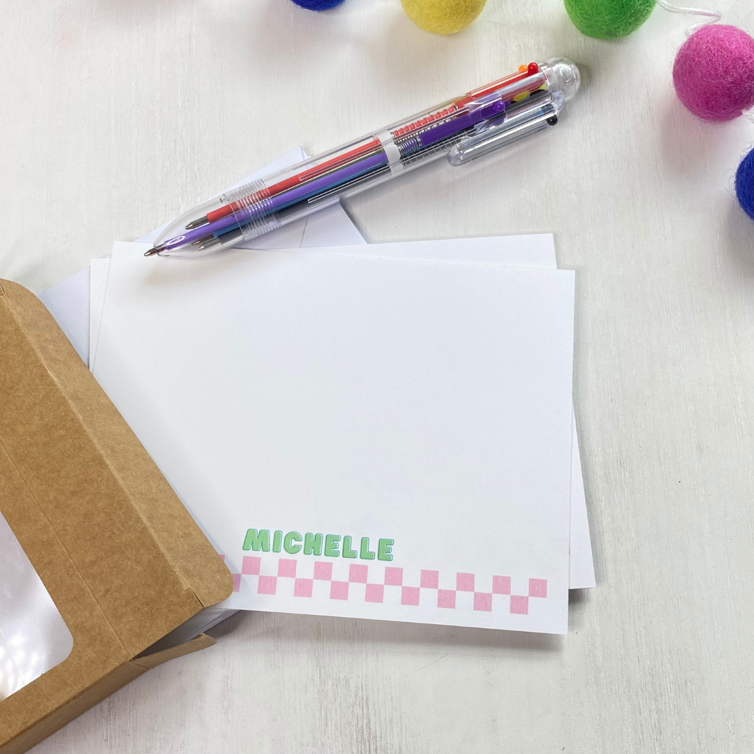 Pink and Minty Personalized Notecard Set - Fun Learn Grow Co. Fun Learn Grow Co.
