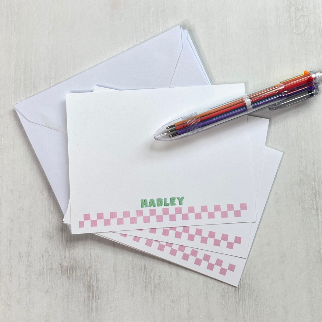 Pink and Minty Personalized Notecard Set - Fun Learn Grow Co. Fun Learn Grow Co.