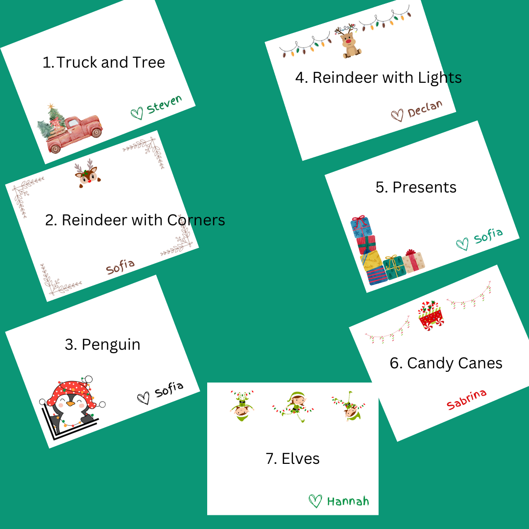 Personalized Christmas Notecard Set with Pen Fun Learn Grow Co.