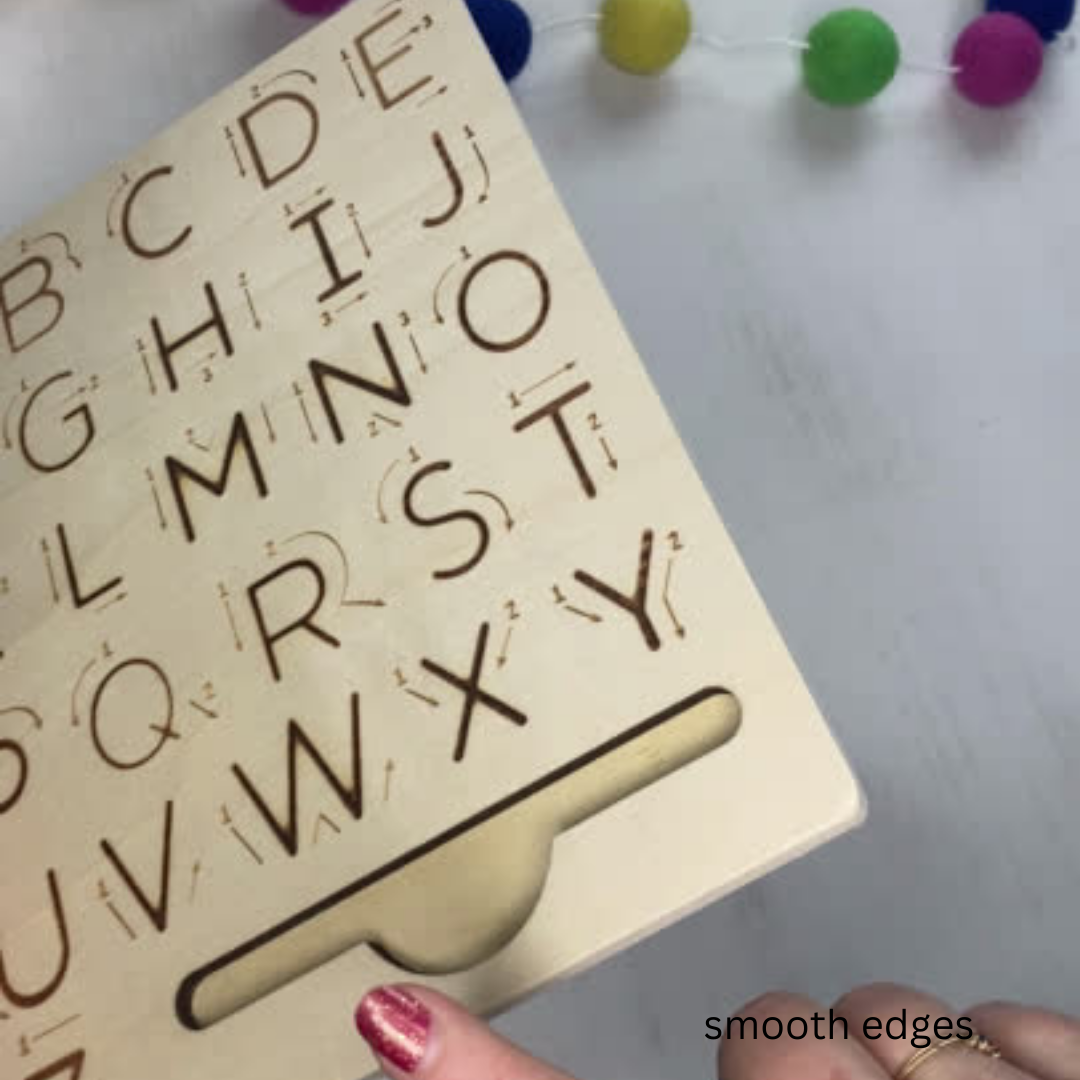 Double-Sided Wooden Alphabet Tracing Board | Upper and Lowercase Letters | Writing Practice Fun Learn Grow Co.