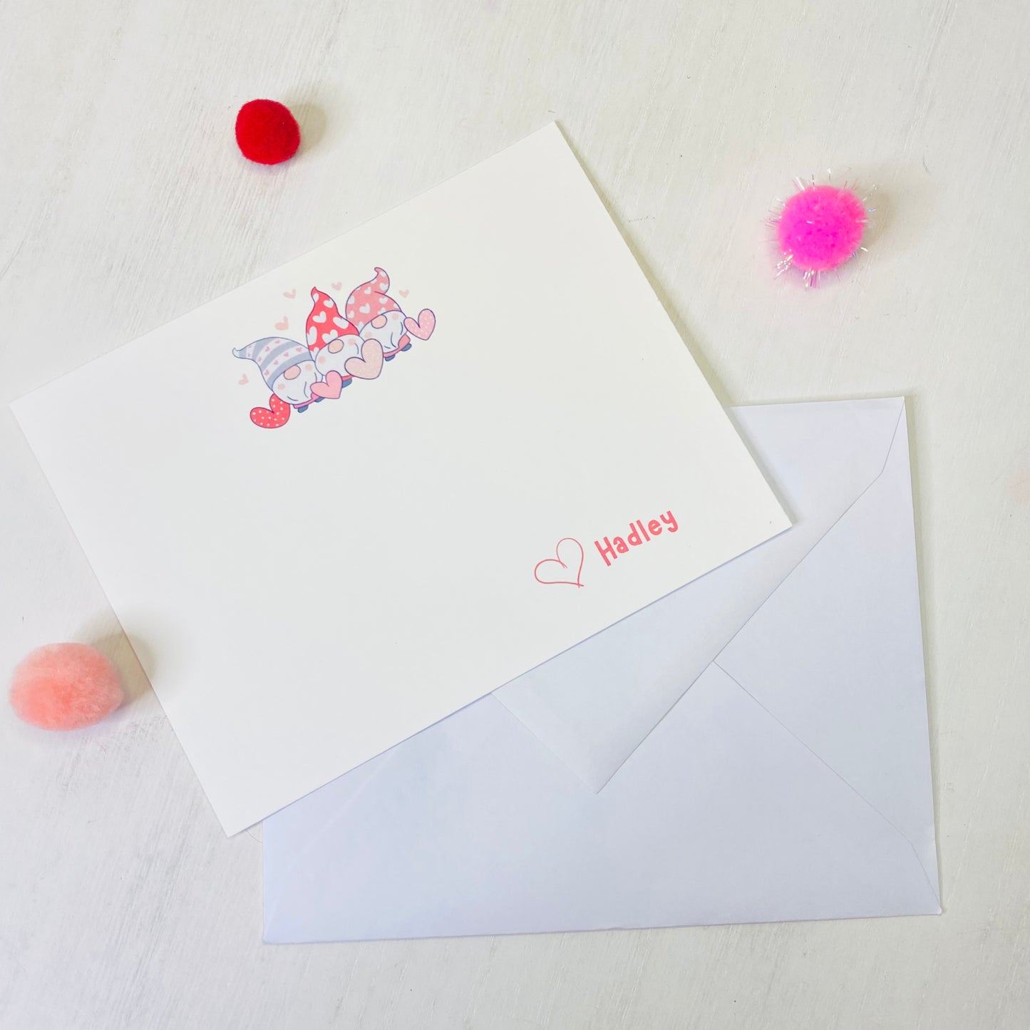 Personalized Whimsical Valentine Themed Notecard Set with Pen - Fun Learn Grow Co. Fun Learn Grow Co.