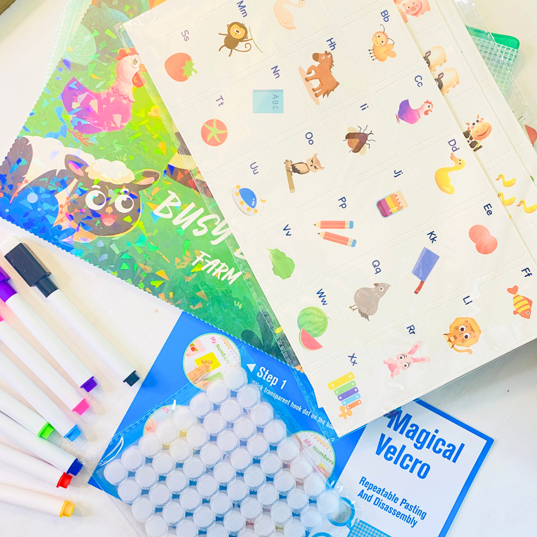 Busy book for preschoolers, travel essential for learning and entertaining your 3 or 4 year old!