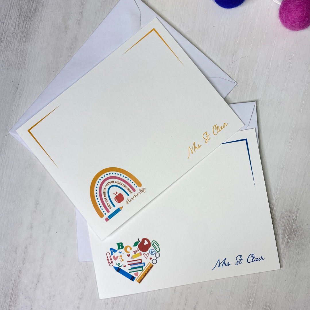 Best, unique gift for teachers. Personalized notecards for your child's teacher. Teacher appreciation gift.  Best gift for elementary school teacher.