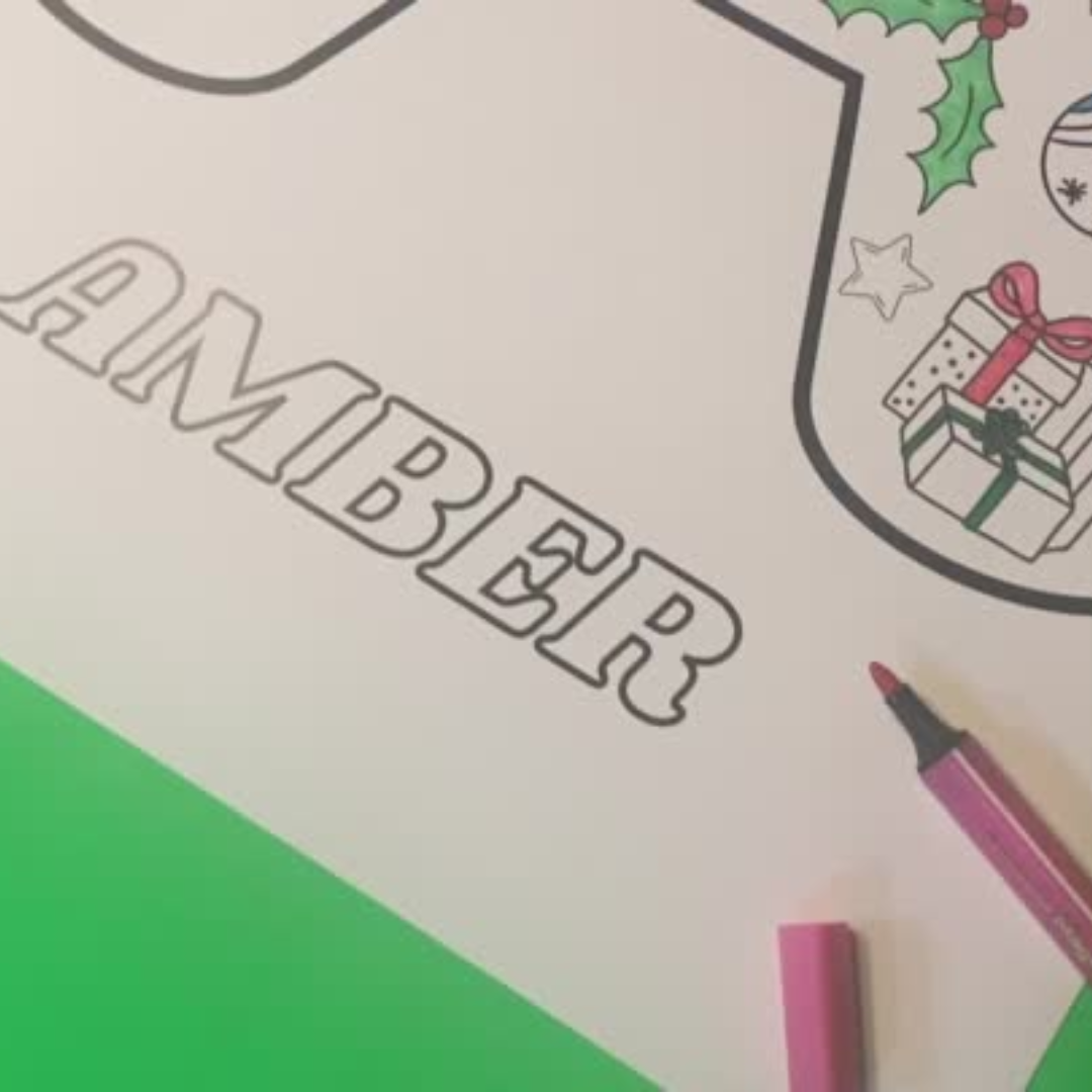 Personalized Christmas Gift for kids. Fun coloring poster, great for framing!
