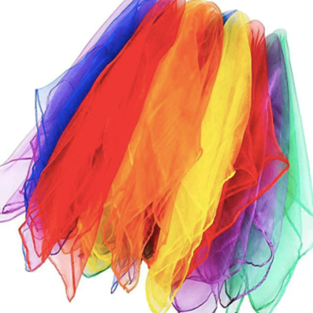 Rainbow play scarves for pretend play and creative play Fun Learn Grow Co.