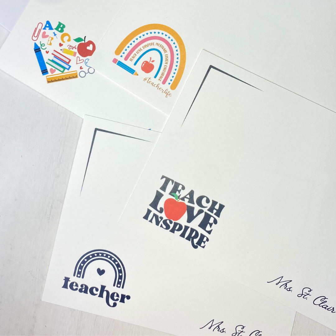 Best, unique gift for teachers. Personalized notecards for your child's teacher. Teacher appreciation gift. Create the perfect personalized gift for your child's teacher. Fun Learn Grow Co.