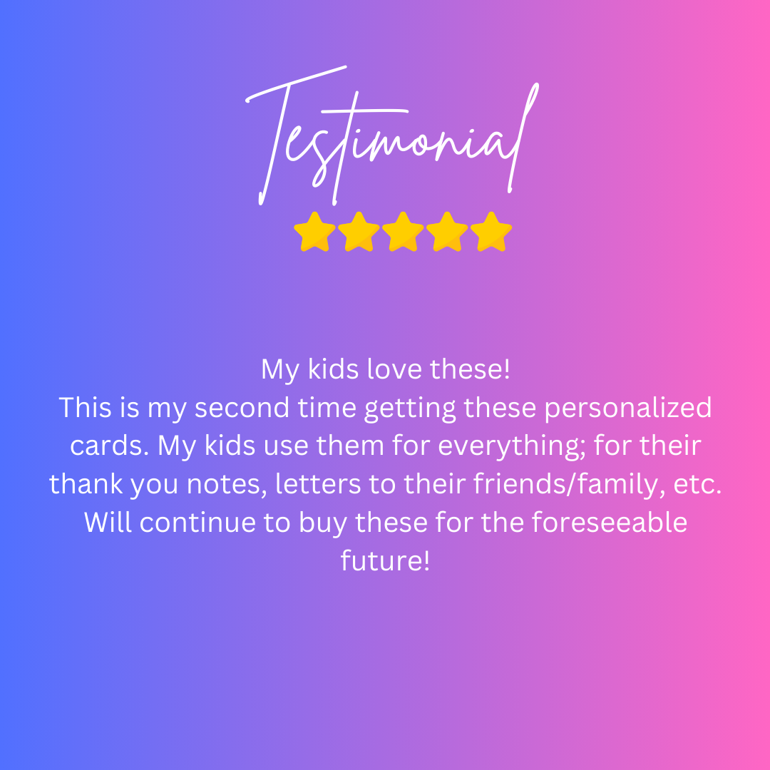 Best gift for dinosaur loving kids! Personalized dinosaur themed notecards are a perfect way to foster connections with kids!