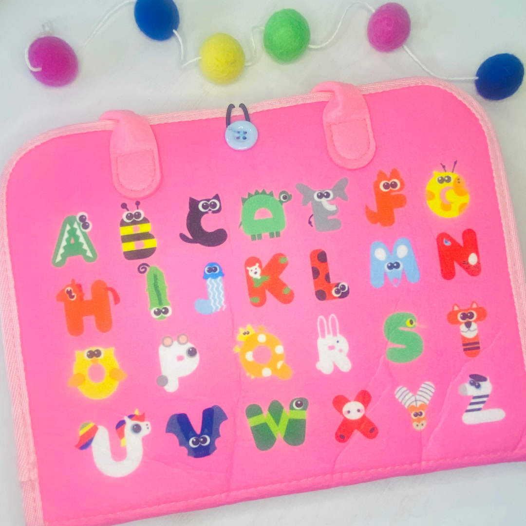 toddler sensory busy book for traveling fun, learn how to buckle, button, snap, and zipper for toddlers!
