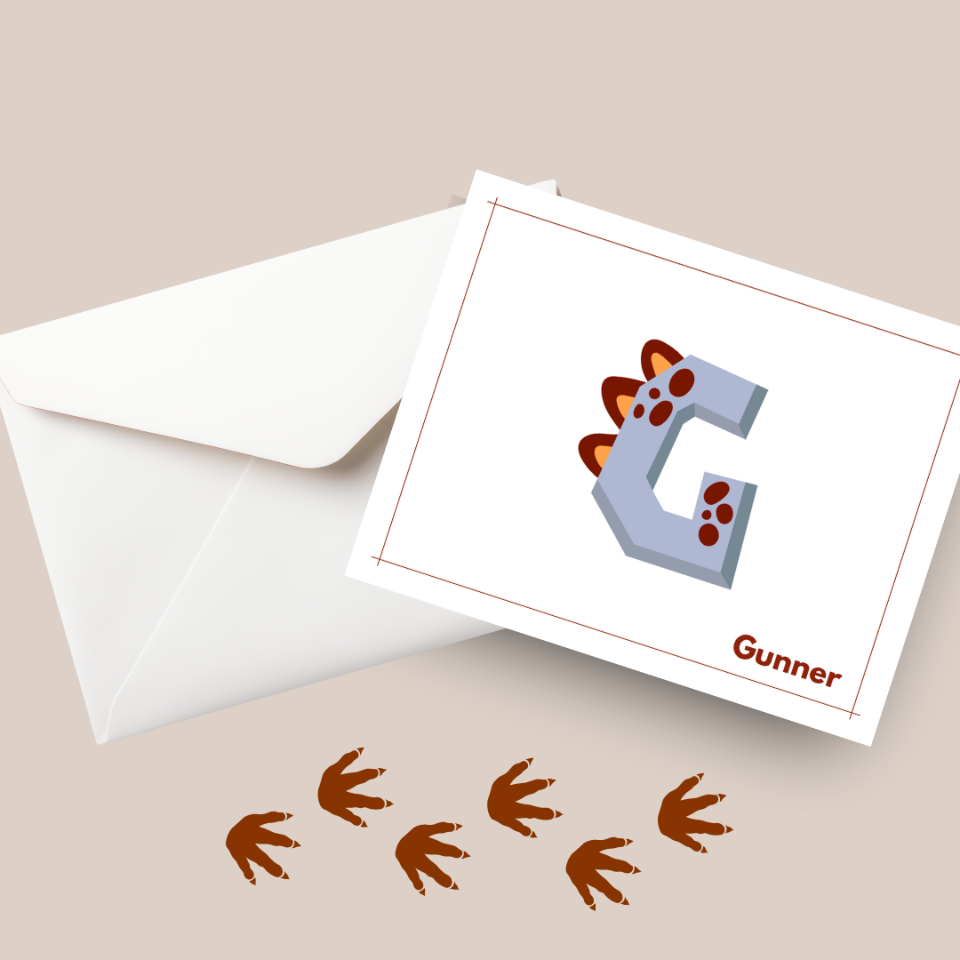 Best gift for dinosaur loving kids! Personalized dinosaur themed notecards are a perfect way to foster connections with kids!