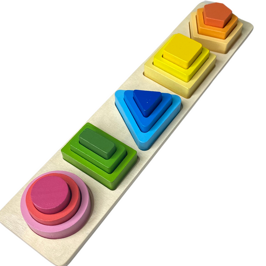 Wooden shapes puzzle for toddlers! Teach colors and shapes with this wooden puzzle! Fun Learn Grow Co.