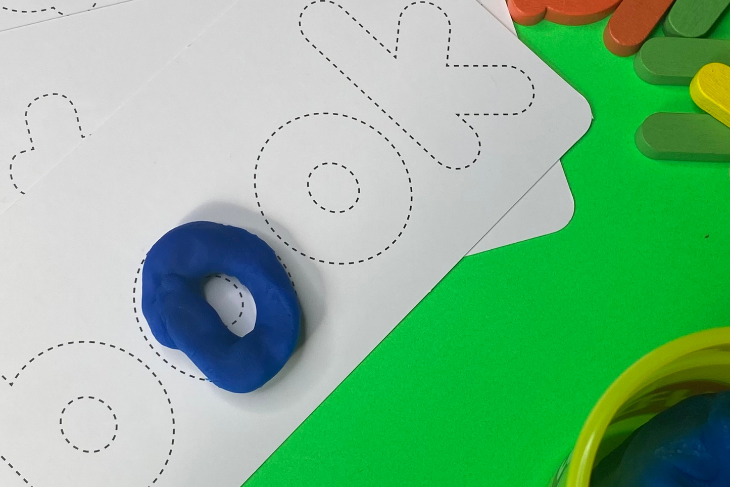 use play dough for more fine motor skill practice with our word cards Fun Learn Grow Co.