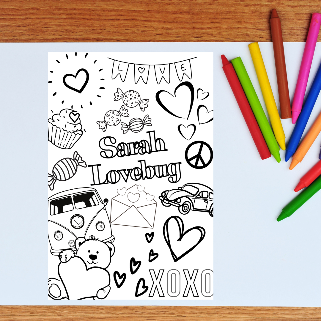 Personalized Coloring Poster for kids! Perfect gift for Valentine's day for kids!