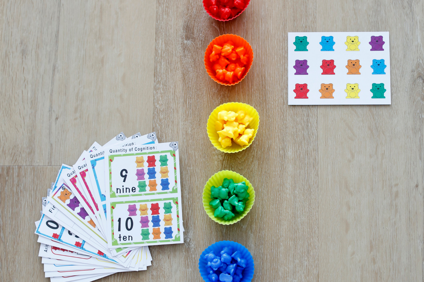 rainbow counting bears, hands-on learning for kindergarten Fun Learn Grow Co.