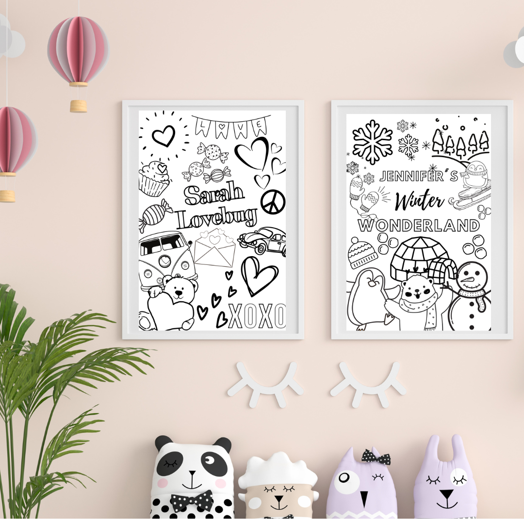 Personalized Coloring Poster for kids! Perfect gift for Valentine's day for kids! Fun Learn Grow Co.