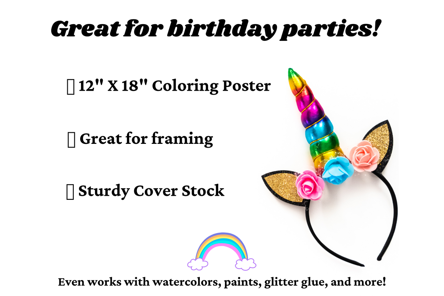 Personalized Large Dinosaur or Unicorn Coloring Poster Fun Learn Grow Co.