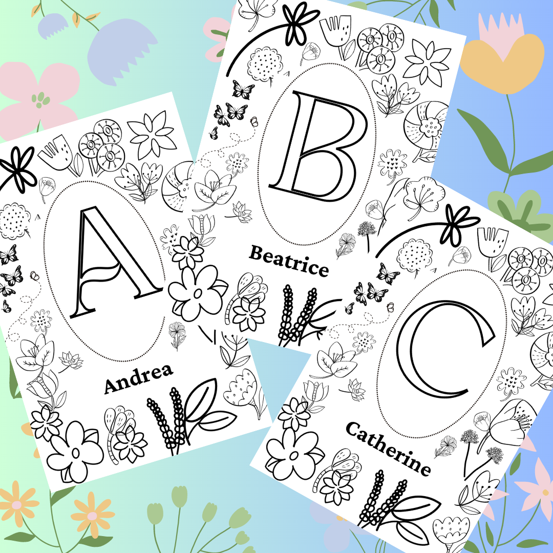 Personalized Kids Spring Coloring Posters - Fun Learn Grow Co.