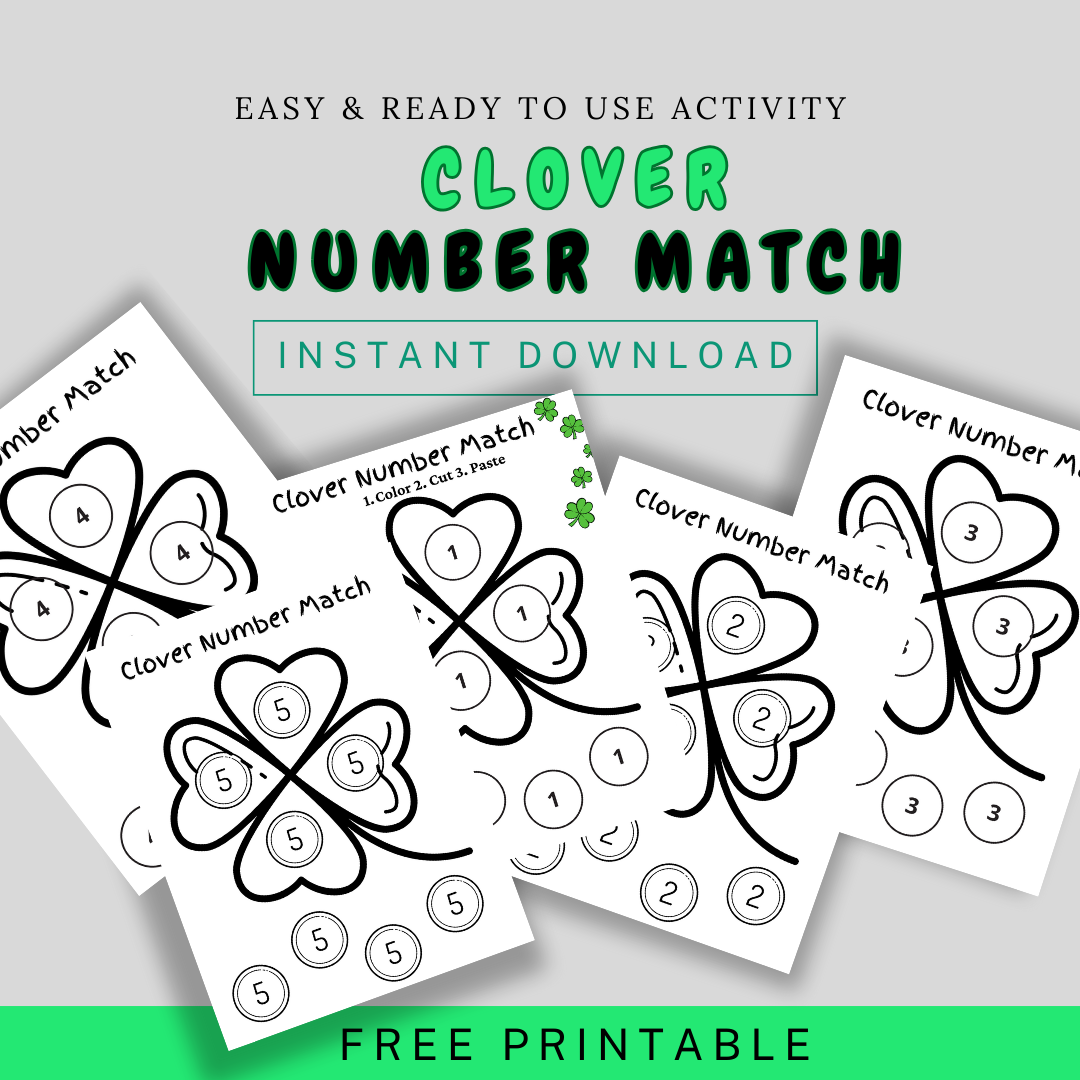 Number match color and cut activity for preschoolers!  Fun Learn Grow Co.