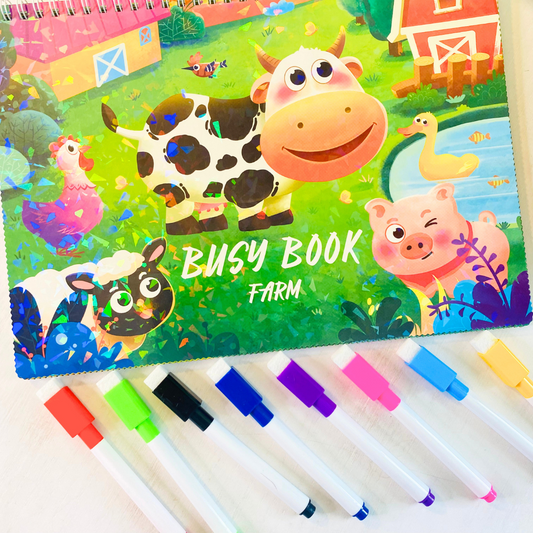 Busy book for preschoolers, travel essential for learning and entertaining your 3 or 4 year old! Fun Learn Grow Co.