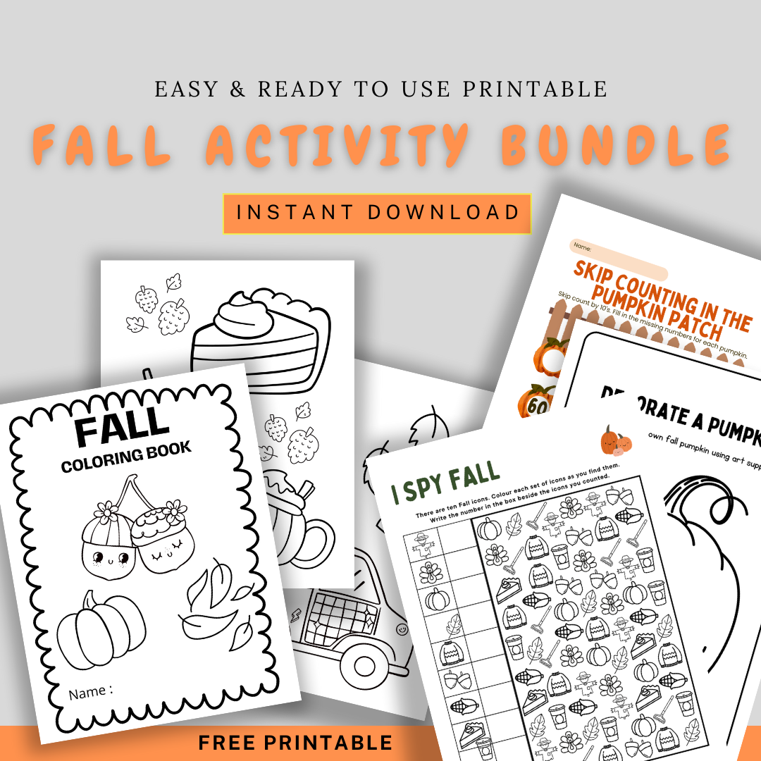Fall Activity Chart Fall Activity and Coloring Page Bundle – Fun Learn Grow Co.