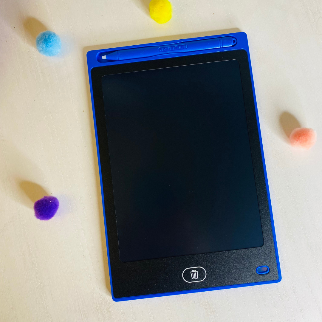 Perfect toy for traveling with little kids. 8.5" LCD writing board. Comes with stylus. Comes in red, blue, green, or pink.