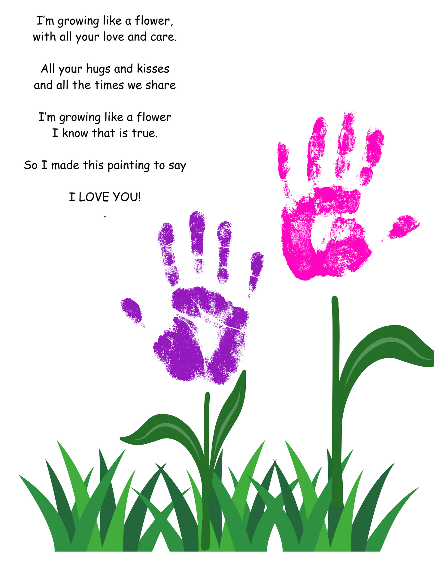 Mother's Day Handprint Flowers Craft Printable Fun Learn Grow Co.