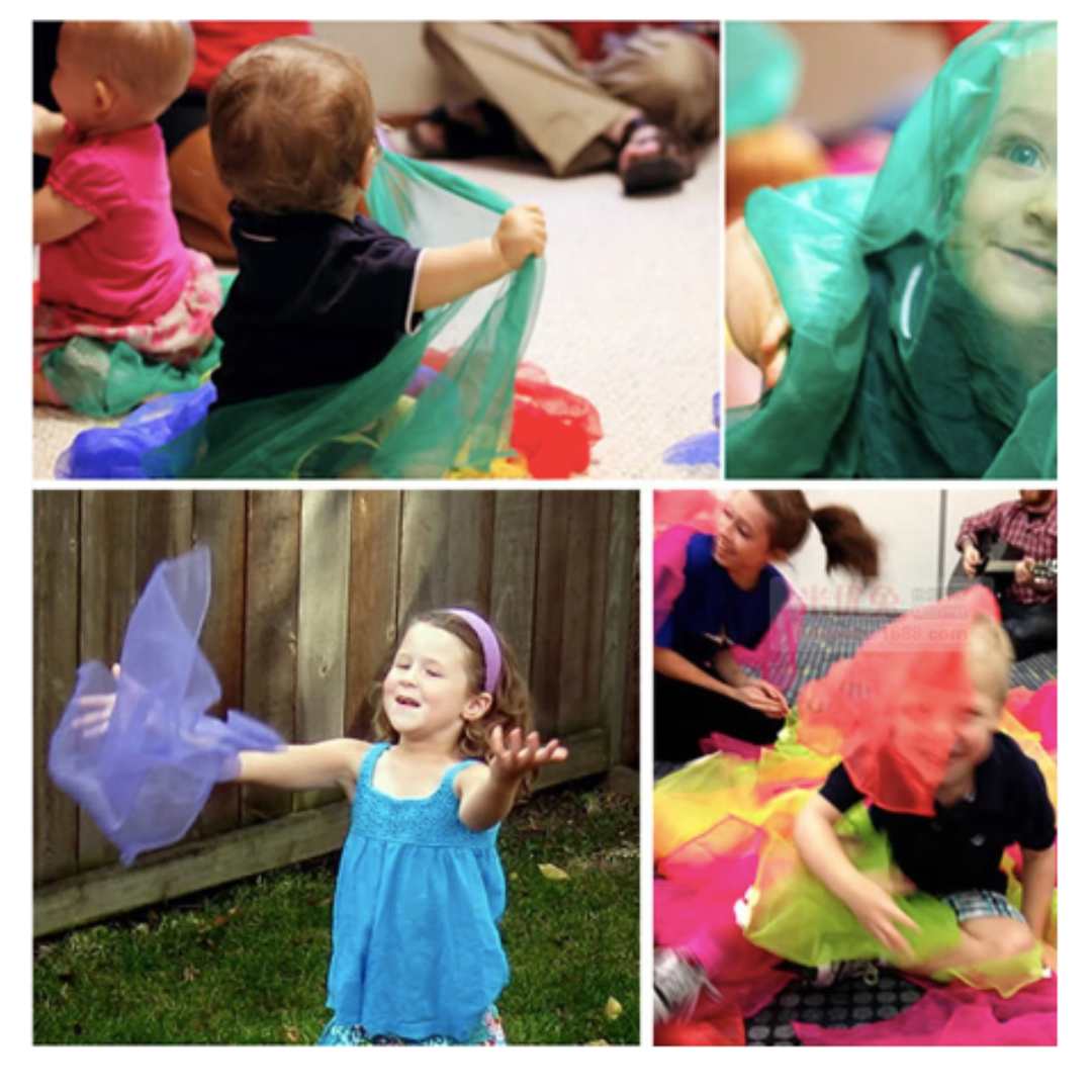 Open-ended play with play scarves for kindergarten class Fun Learn Grow Co.