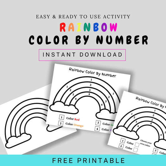 Rainbow Color by Number preschool and kindergarten activity. Learn colors and fine motor skill practice! Fun Learn Grow Co.
