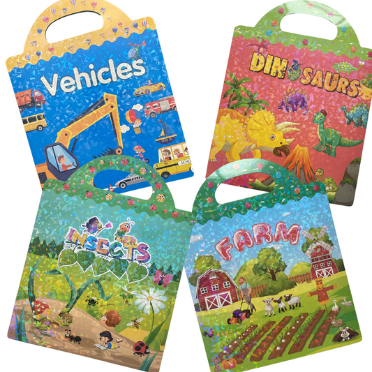 Tri-Fold Reusable Sticker Book | Dinosaur | Insects | Farm | Vehicles - Fun Learn Grow Co. Fun Learn Grow Co.