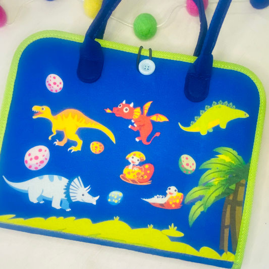 Toddler Sensory Busy Book | Dinosaur Fun Learn Grow Co.