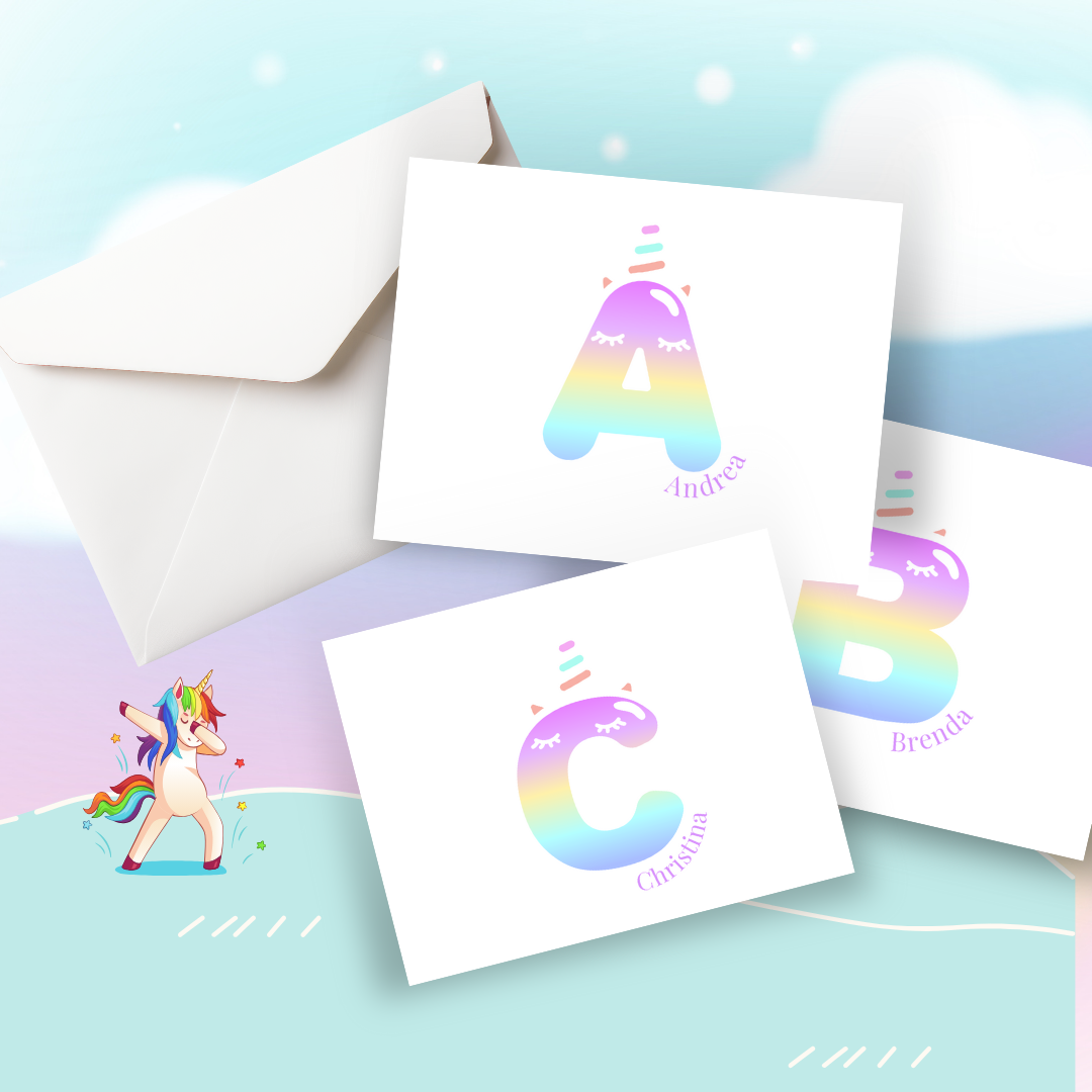 Personalized Unicorn Notecard Set Fun Learn Grow Co.