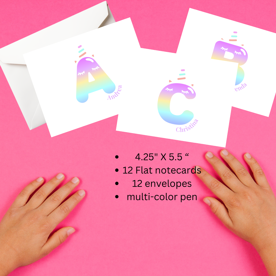 Personalized Unicorn Notecard Set Fun Learn Grow Co.