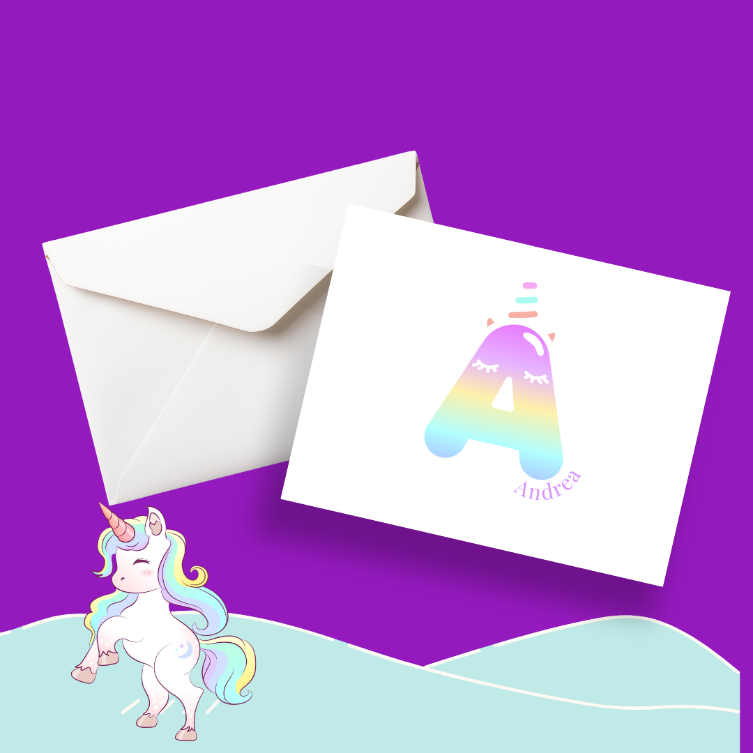 Personalized Unicorn Notecard Set Fun Learn Grow Co.