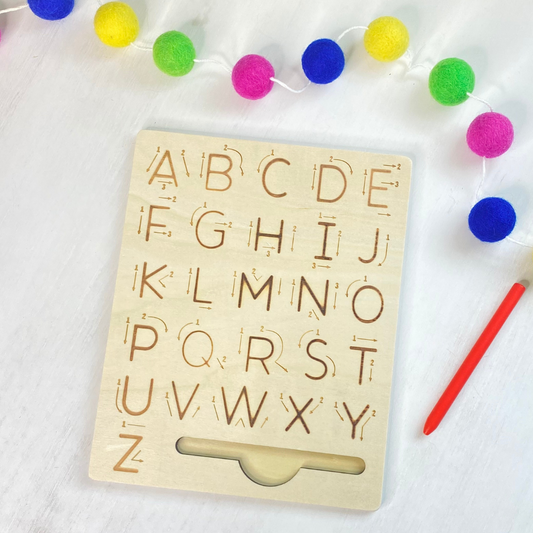 Double-Sided Wooden Alphabet Tracing Board | Upper and Lowercase Letters | Writing Practice - Fun Learn Grow Co. Fun Learn Grow Co.