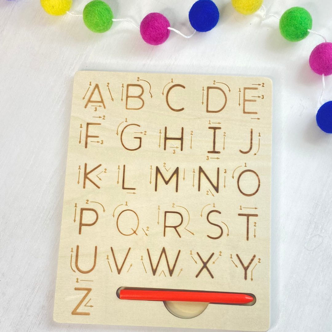 Wooded Double Sided Alphabet Tracing Board | Dilly Daya