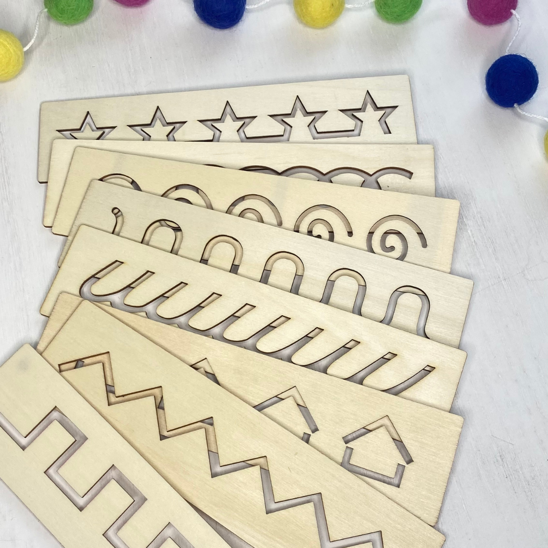 Wooden Montessori | Early Learning | Pen Control |  Practice Stencils - Fun Learn Grow Co. Fun Learn Grow Co.