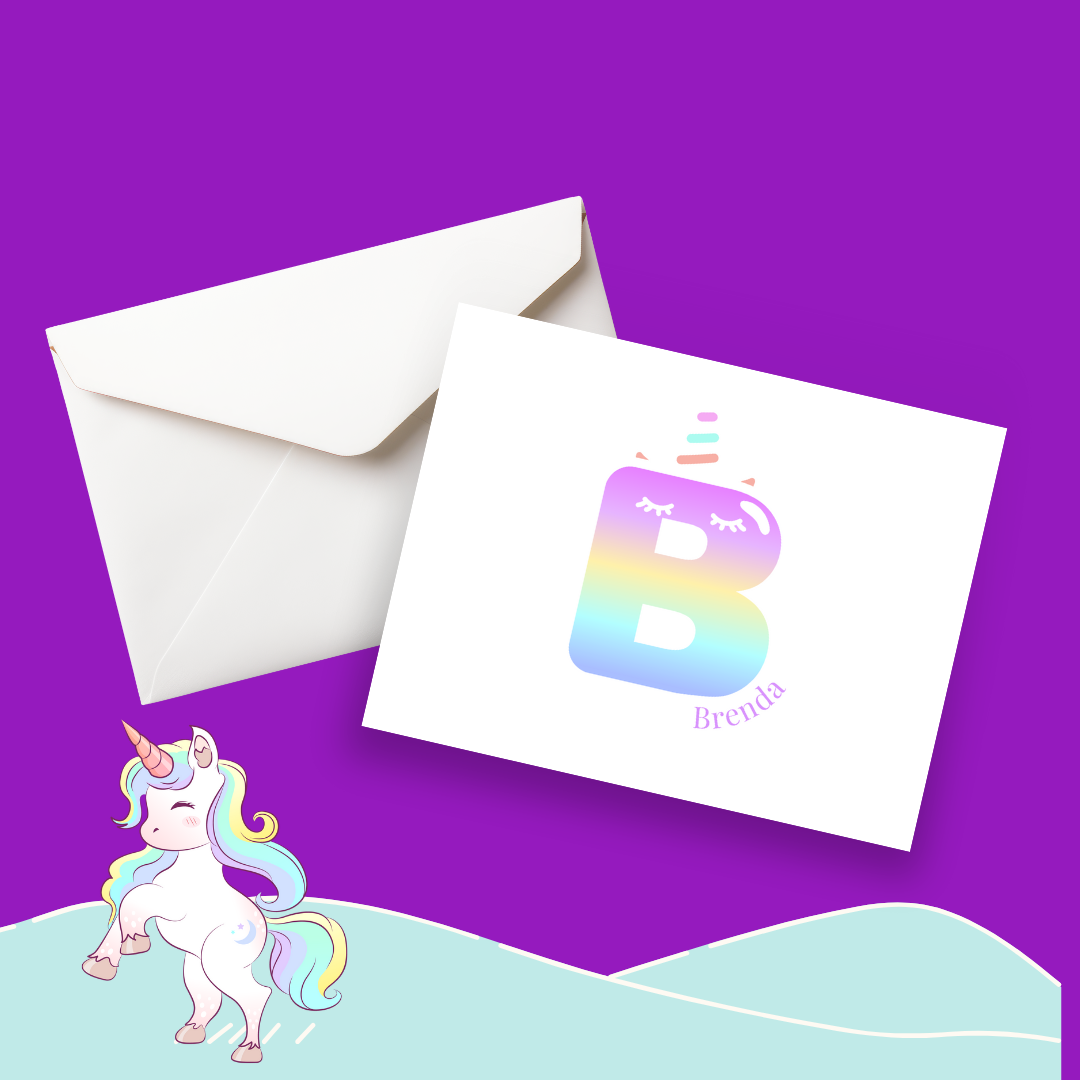 Personalized Unicorn Notecard Set Fun Learn Grow Co.