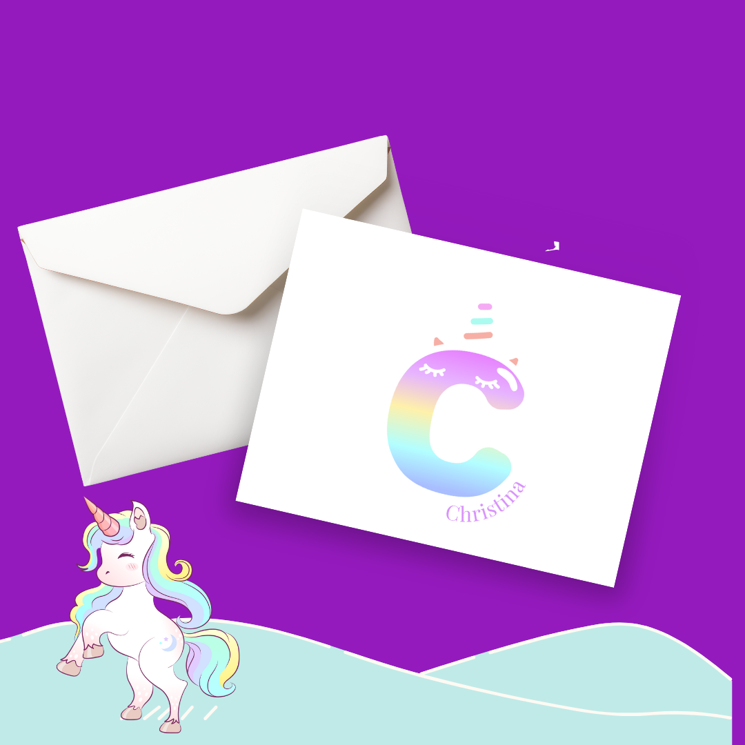 Personalized Unicorn Notecard Set Fun Learn Grow Co.