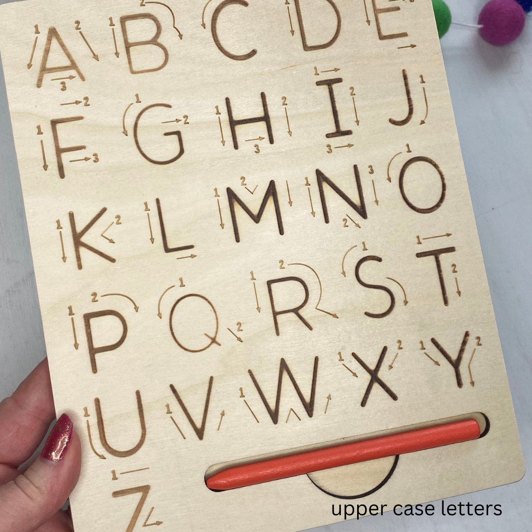 Double-Sided Wooden Alphabet Tracing Board | Upper and Lowercase Letters | Writing Practice - Fun Learn Grow Co.