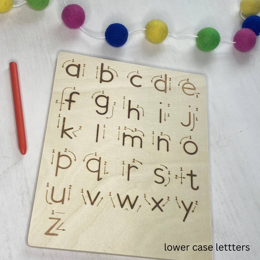 Wood Alphabet Tracing Board Wood Letter Practice Tiles w/ Wooden Pen, 18  Picture
